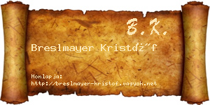Breslmayer Kristóf névjegykártya